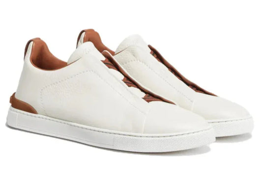 Ermenegildo Zegna Triple Stitch "Off-White Deerskin" Luxury Sneakers UAE