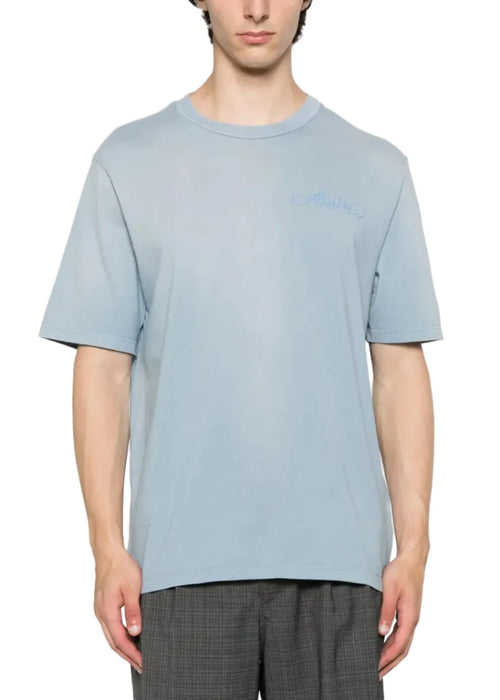 Amiri Bleach Bandana Patch T-Shirt "Ash Blue" Streetwear Graphic Tee UAE