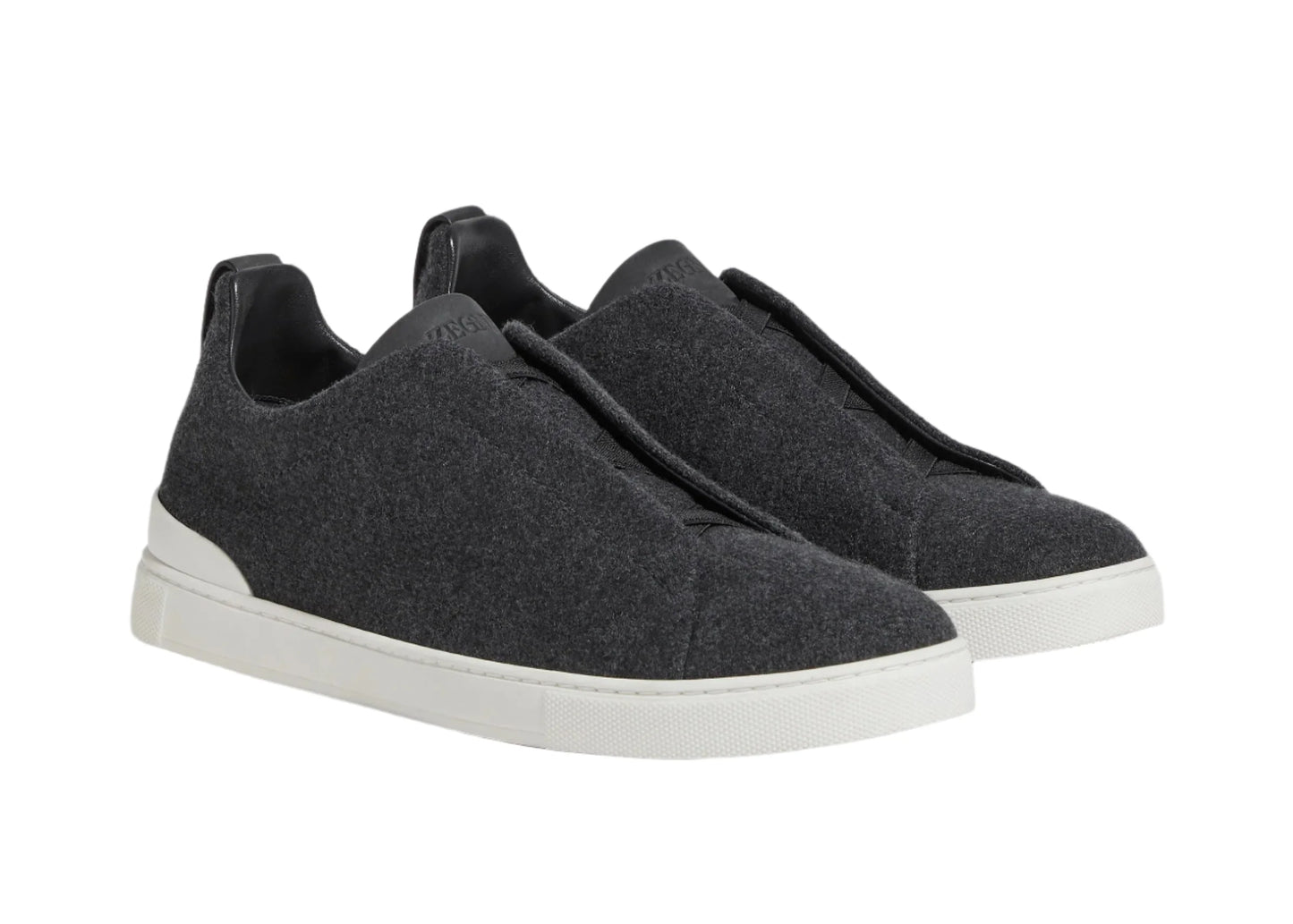 Zegna Triple Stitch Canvas Slip-On Sneakers "Black" Black Slip-On Sneakers UAE