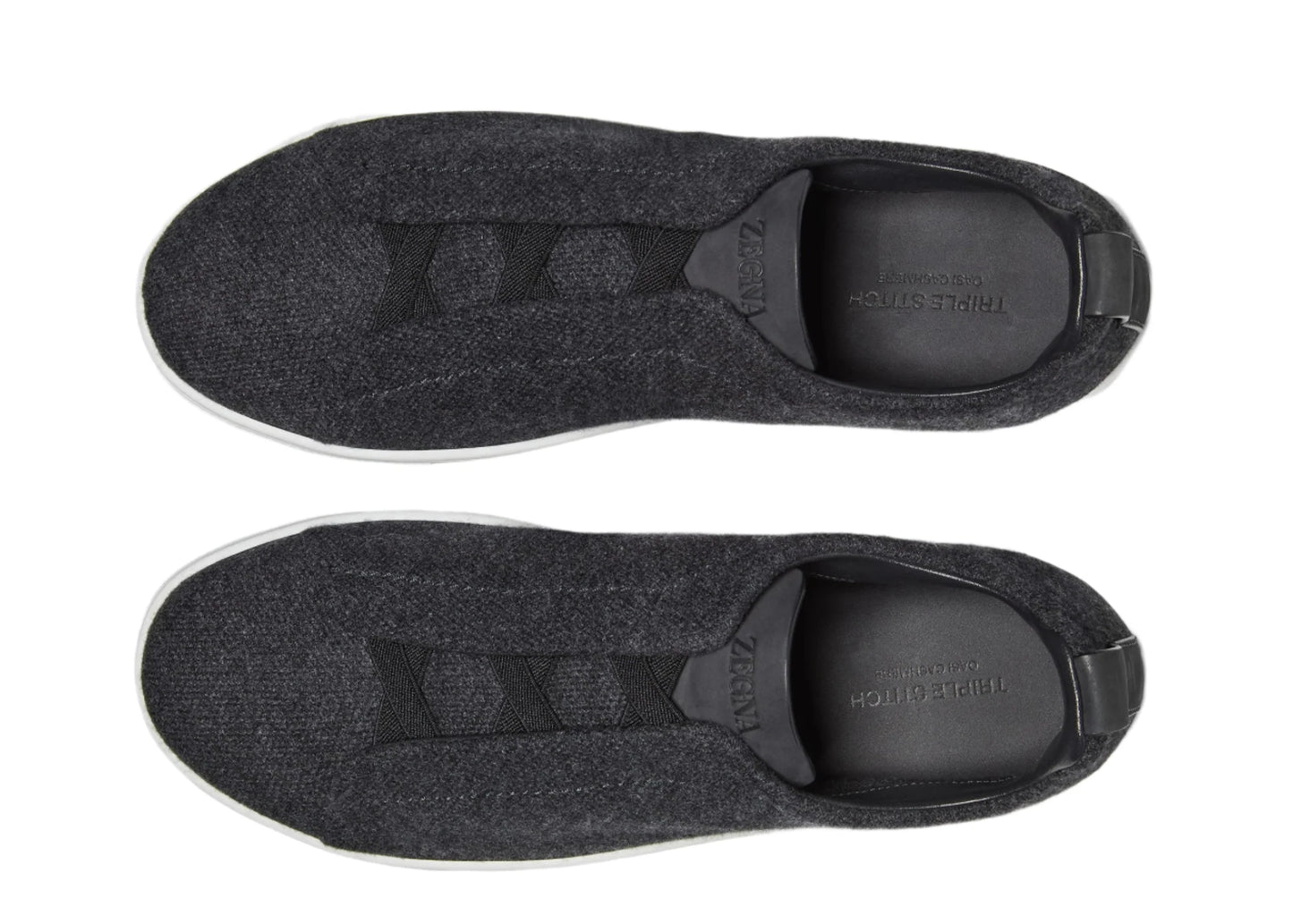 Zegna Triple Stitch Canvas Slip-On Sneakers "Black" Black Slip-On Sneakers UAE