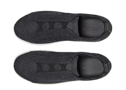Zegna Triple Stitch Canvas Slip-On Sneakers "Black" Black Slip-On Sneakers UAE