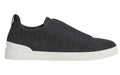 Zegna Triple Stitch Canvas Slip-On Sneakers "Black" Black Slip-On Sneakers UAE