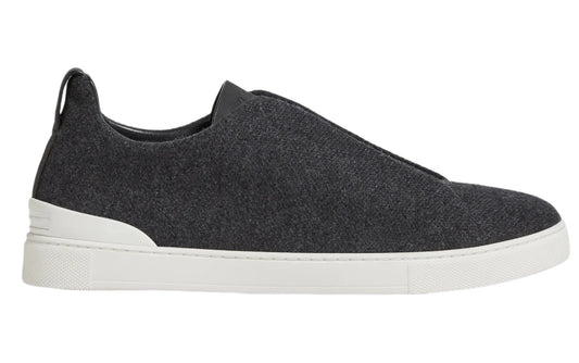 Zegna Triple Stitch Canvas Slip-On Sneakers "Black" Black Slip-On Sneakers UAE