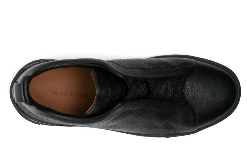 Zegna Triple Stitch Leather Sneakers