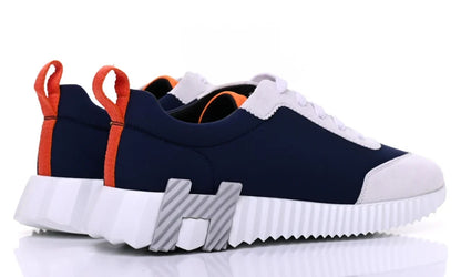Hermès Suede Nylon Bouncing "Navy Blue Grey" Hybrid Sneakers UAE