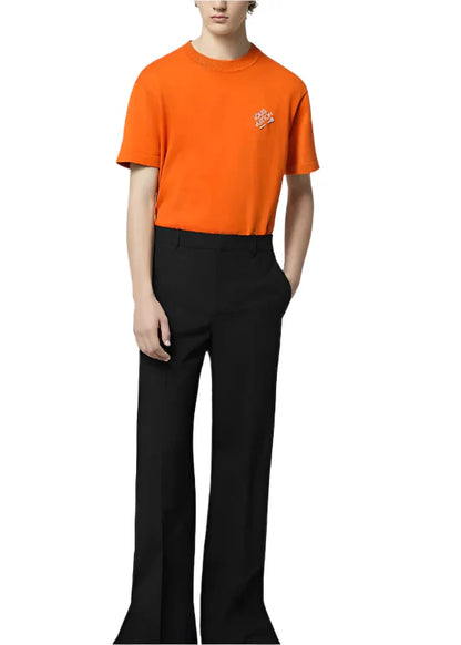 LV Embroidered Signature Short-Sleeved Cotton Crewneck "Orange" Bright Logo Tee UAE