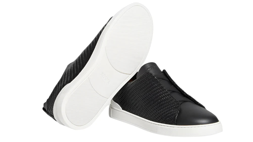 Zegna Pelletessuta Leather Triple Stitch Sneakers Woven Leather Sneakers UAE