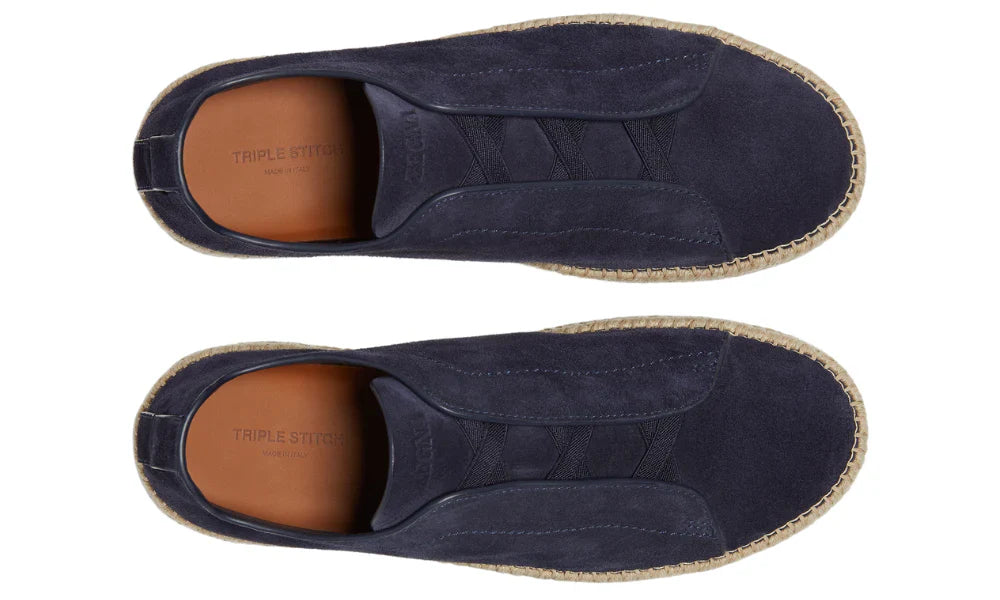 Zegna Suede Triple Stitch Espadrilles "Dark Blue" Summer Espadrilles UAE