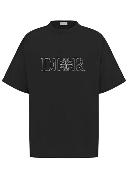 Dior and Stone Island T-Shirt "Black Oversized Cotton Jersey" Collaboration Tee UAE