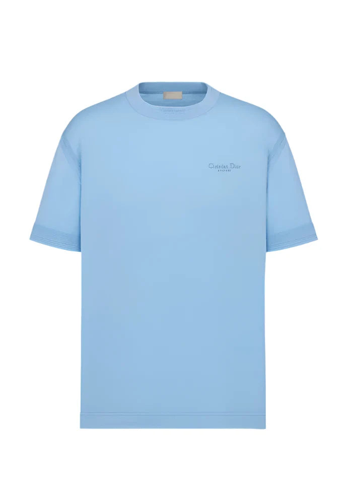 Christian Dior Couture T-Shirt "Blue Virgin Wool Jersey" Premium Knit Tee UAE