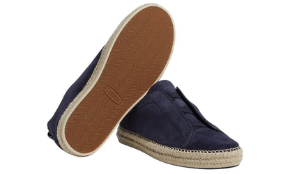 Zegna Suede Triple Stitch Espadrilles "Dark Blue" Summer Espadrilles UAE