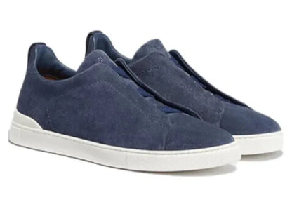 Zegna Triple Stitch Suede "Workwear Blue" Utility Style Sneakers UAE