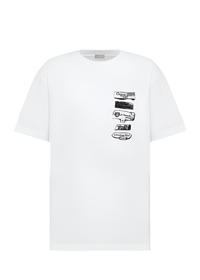 Dior Archives Labels T-Shirt "White Relaxed Fit" Minimal Tee UAE