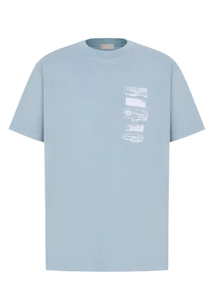 Dior Archives Labels T-Shirt "Blue Relaxed Fit" Casual Tee UAE