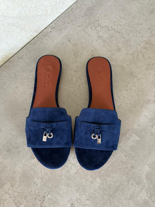 Loro Piana Navy Blue Suede Summer Charms