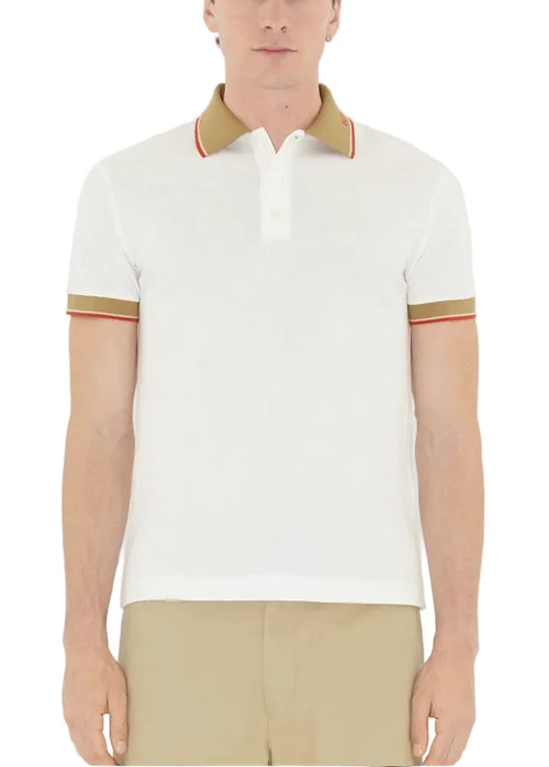 Burberry Logo Collar Cotton Polo Shirt "Chalk White" Premium Polo UAE