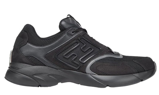 Fendi Faster Trainers "Black Nubuck Leather" Low-Top Sneakers UAE