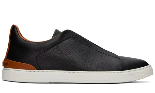 Zegna Black Brown Deerskin Triple Stitch Sneakers Dual Tone Sneakers UAE