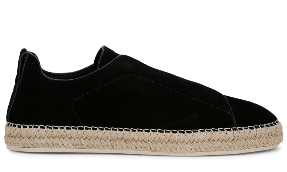 Zegna Suede Triple Stitch Espadrilles "Black" Classic Espadrilles UAE