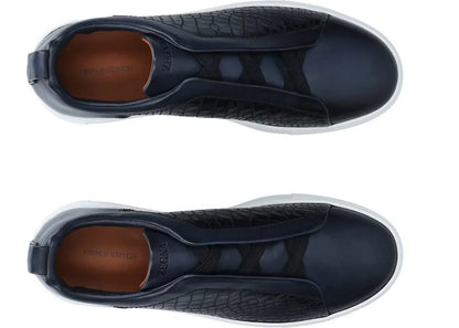 Zegna Crocodile Leather Triple Stitch "Navy Blue" Premium Sneakers UAE