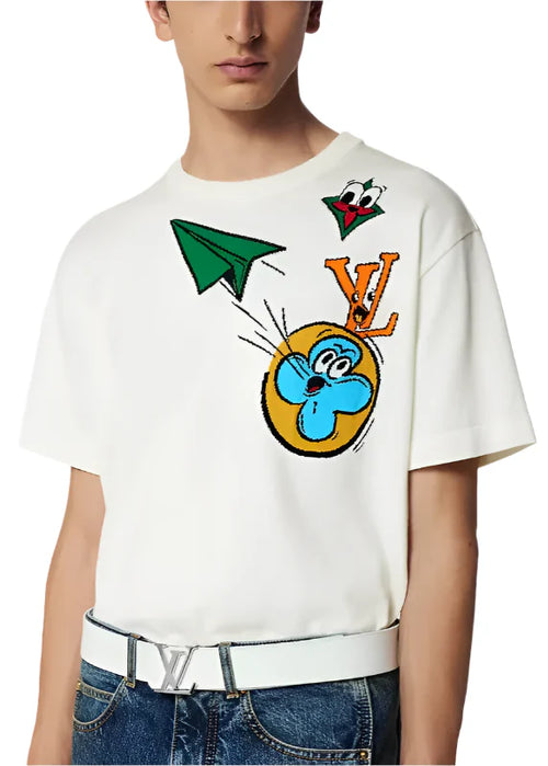 Louis Vuitton Monogram Comics Intarsia Short-Sleeved Crewneck Graphic Designer Tee UAE