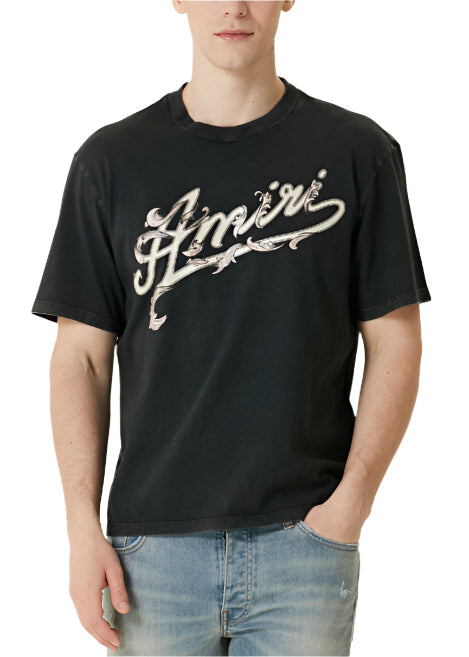 Amiri Black and White Logo Printed T-Shirt Contrast Graphic Tee UAE