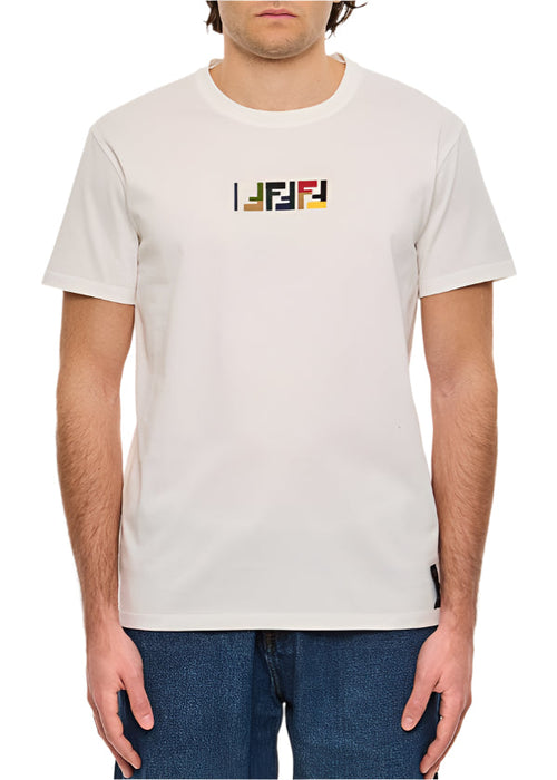 Fendi White Cotton T-Shirt Designer Essential Tee UAE