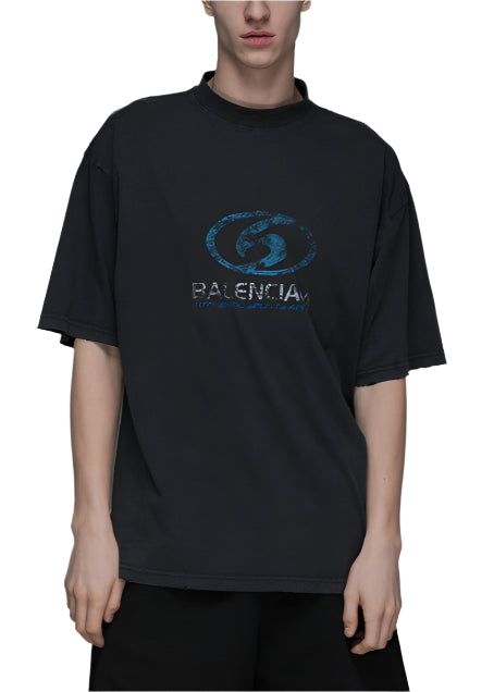 Balenciaga Surfer Logo-Print Cotton T-Shirt Summer Graphic Tee UAE