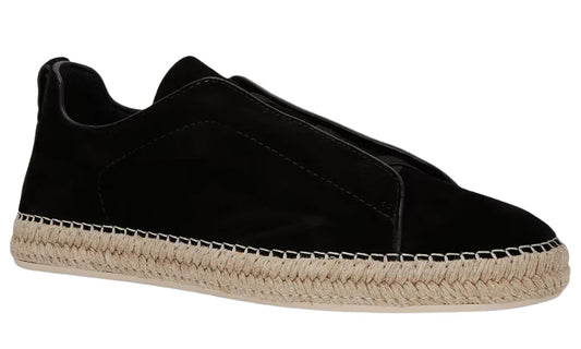 Zegna Suede Triple Stitch Espadrilles "Black" Classic Espadrilles UAE
