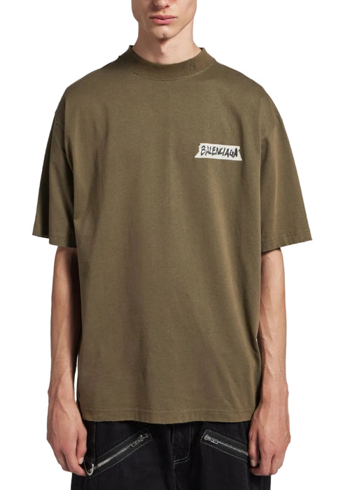 Balenciaga Masking Tape T-Shirt "Khaki" Urban Style Tee UAE