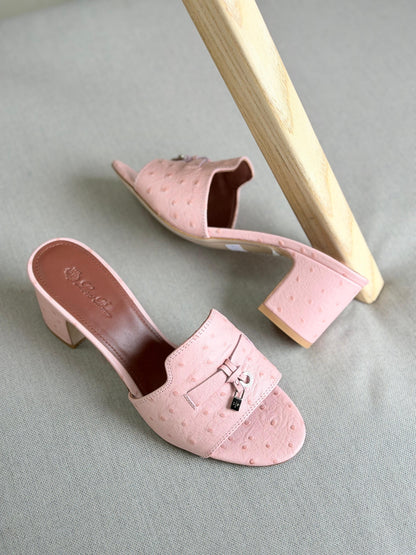 Loro Piana Summer Charms Sandal Flats Ostrich Leather