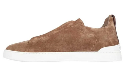 Zegna Triple Stitch "Tobacco Brown Suede" Luxury Sneakers UAE