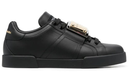 Dolce & Gabbana Portofino Buckle "Black" Designer Leather Sneakers UAE