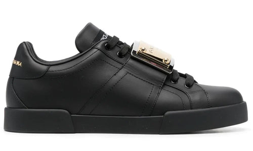 Dolce & Gabbana Portofino Buckle "Black" Designer Leather Sneakers UAE