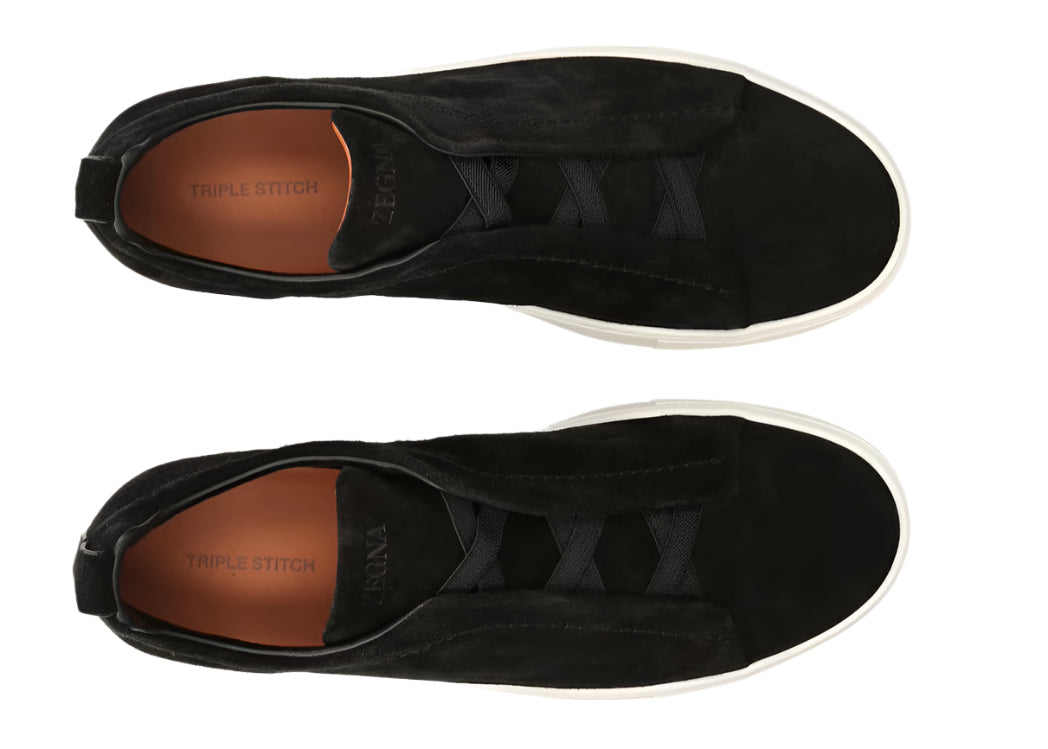Zegna Triple Stitch Panelled Suede Low-Top Trainers Designer Trainers UAE