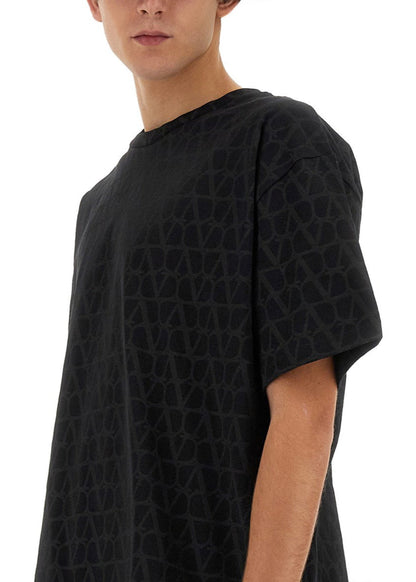 Valentino Cotton T-Shirt "Toile Iconographe Black" Signature Print Tee UAE