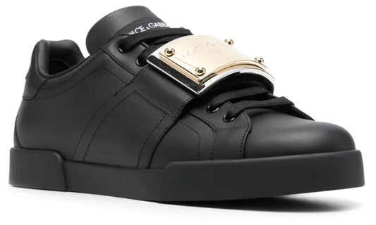 Dolce & Gabbana Portofino Buckle "Black" Designer Leather Sneakers UAE