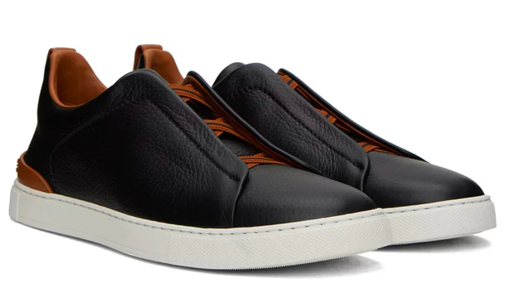 Zegna Triple Stitch Leather Sneakers