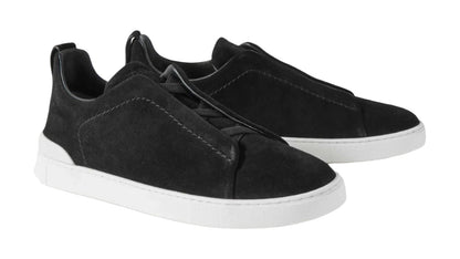 Zegna Triple Stitch Panelled Suede Low-Top Trainers Designer Trainers UAE