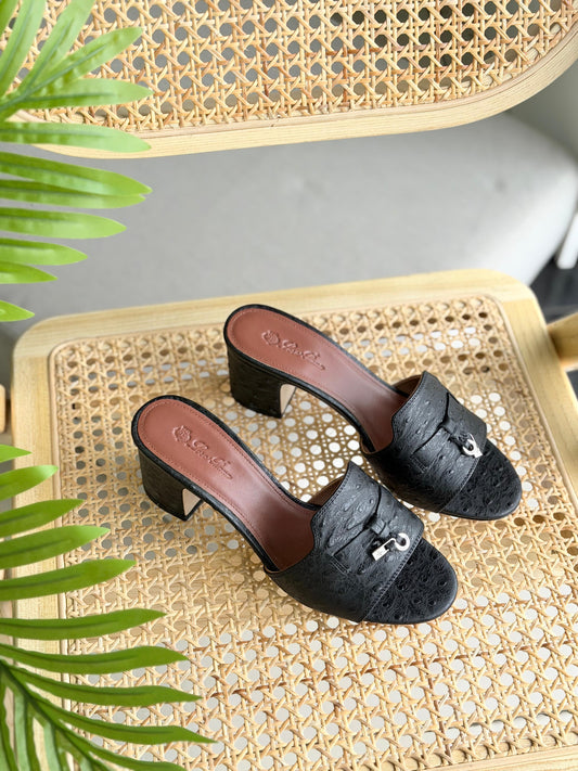 Loro Piana Summer Charms Sandal Flats Ostrich Leather