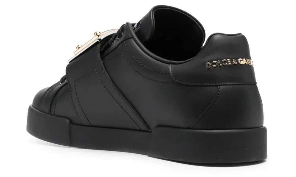 Dolce & Gabbana Portofino Buckle "Black" Designer Leather Sneakers UAE