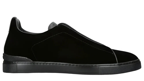 Zegna Velvet Triple Stitch Sneakers "Black" Luxury Velvet Sneakers UAE