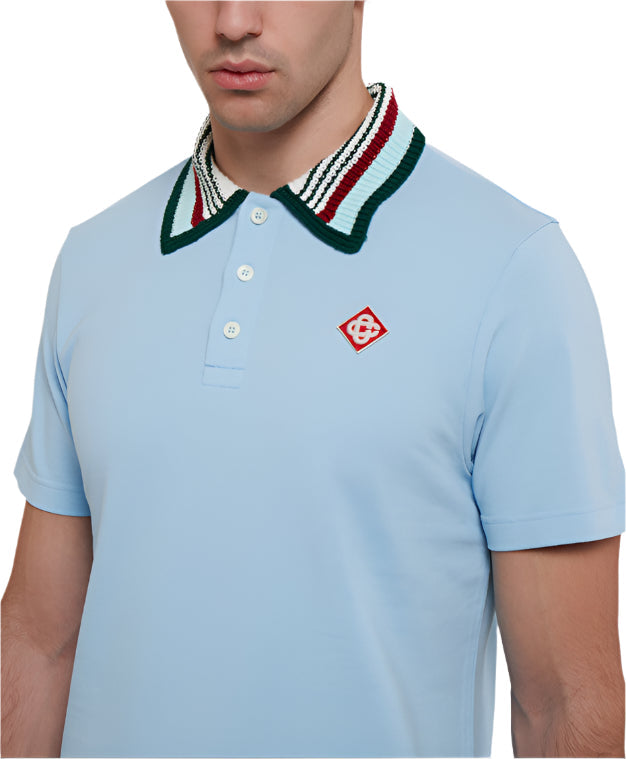 Casablanca Mint Stripe Collar Polo "Blue" Casual Luxury Polo UAE