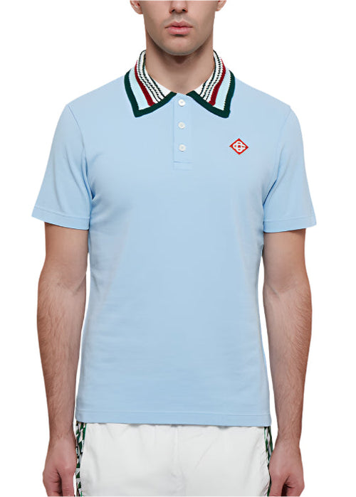 Casablanca Mint Stripe Collar Polo "Blue" Casual Luxury Polo UAE