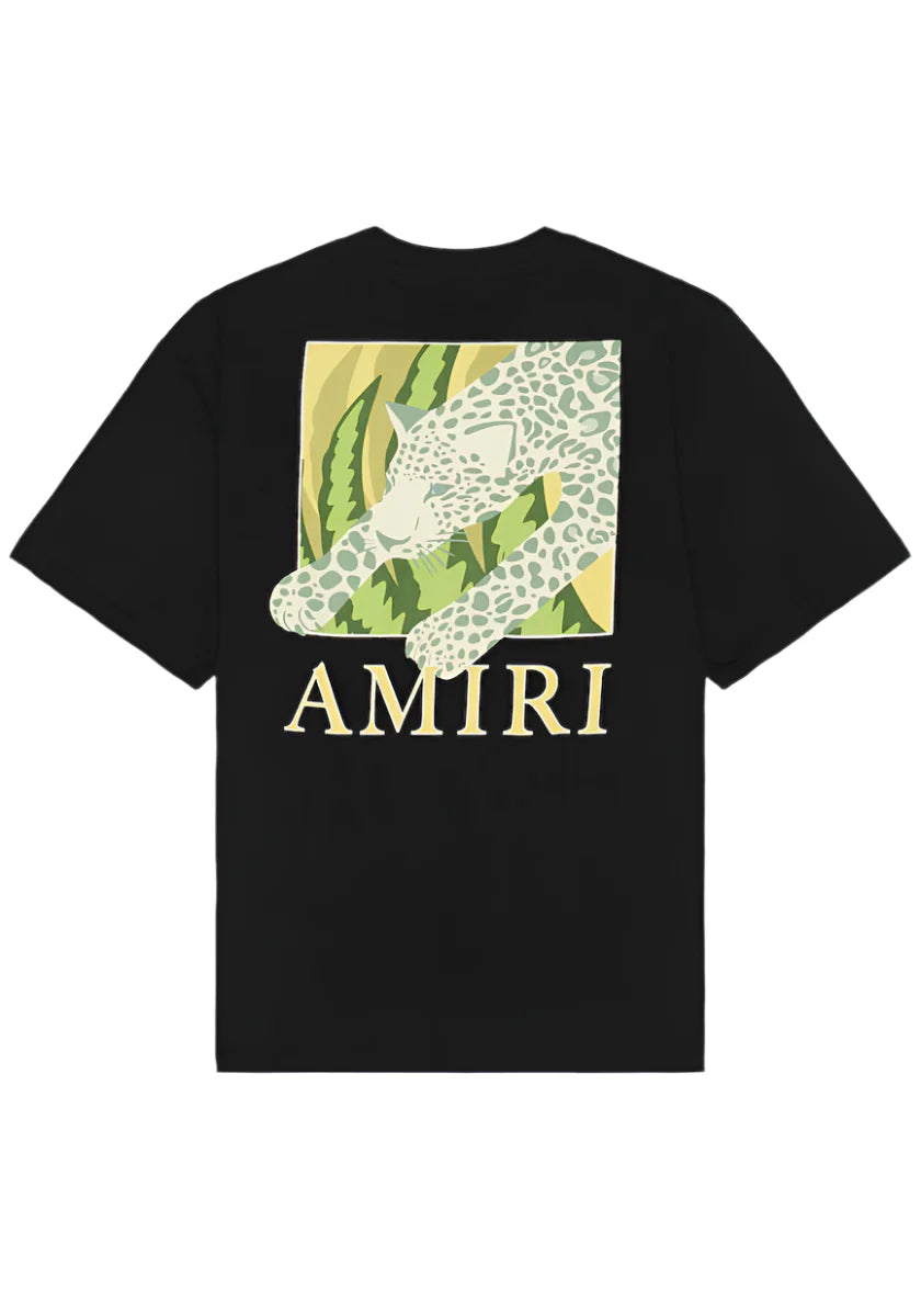 AMIRI Leopard-Print Cotton Jersey T-Shirt "Black" Streetwear Graphic Tee UAE