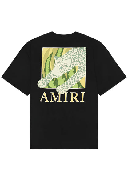 AMIRI Leopard-Print Cotton Jersey T-Shirt "Black" Streetwear Graphic Tee UAE