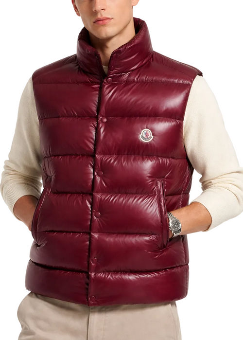 Moncler Tibb Down Gilet "Burgundy" Puffer Vest Jacket UAE