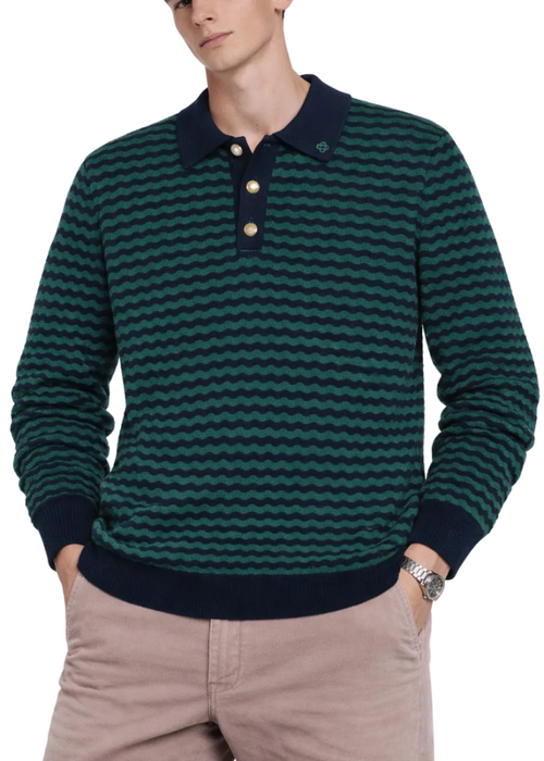 Casablanca Mini Wave Polo "Navy Green" Luxury Polo Shirt UAE