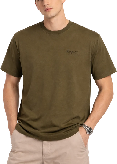 Givenchy Logo-Print Cotton T-Shirt "Khaki" Casual Logo Tee UAE