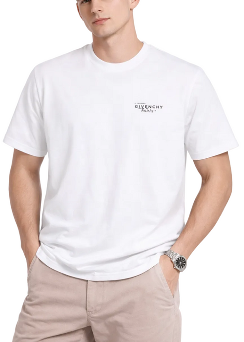 Givenchy Logo-Print Cotton T-Shirt "White" Signature Logo Tee UAE